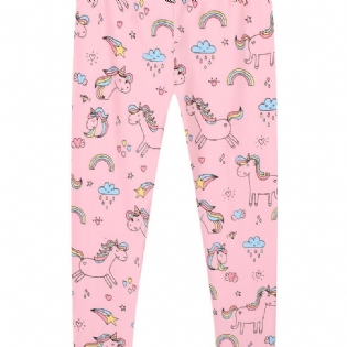 Piger Stretch Bløde Leggings Søde Unicorn Full Print Bukser Børnetøj