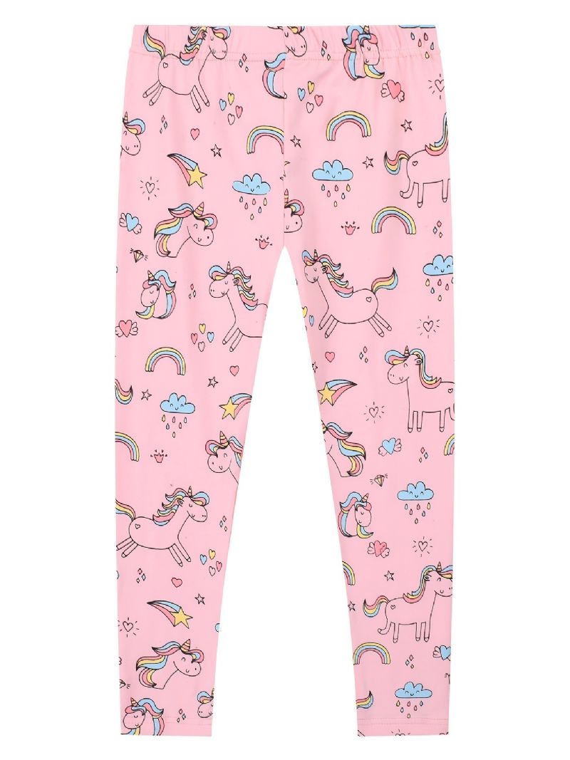 Piger Stretch Bløde Leggings Søde Unicorn Full Print Bukser Børnetøj