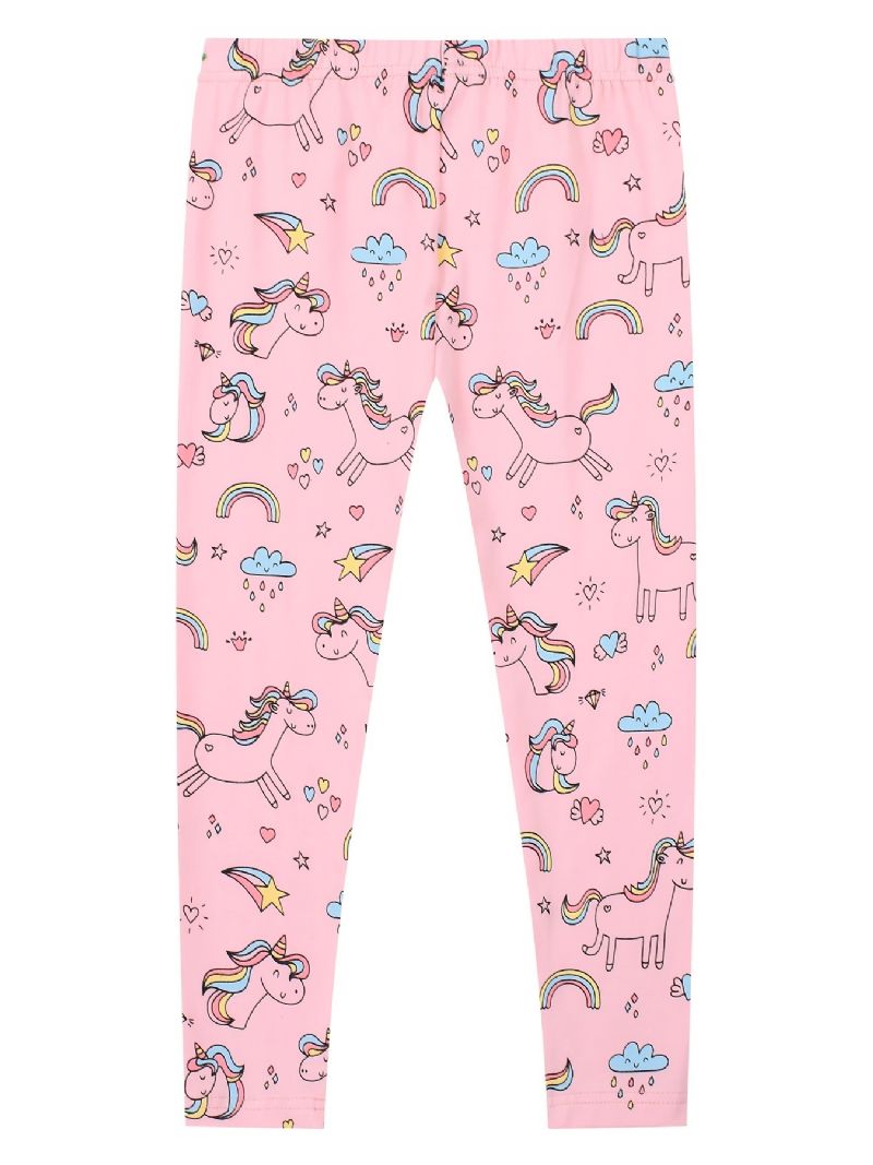 Piger Stretch Bløde Leggings Søde Unicorn Full Print Bukser Børnetøj