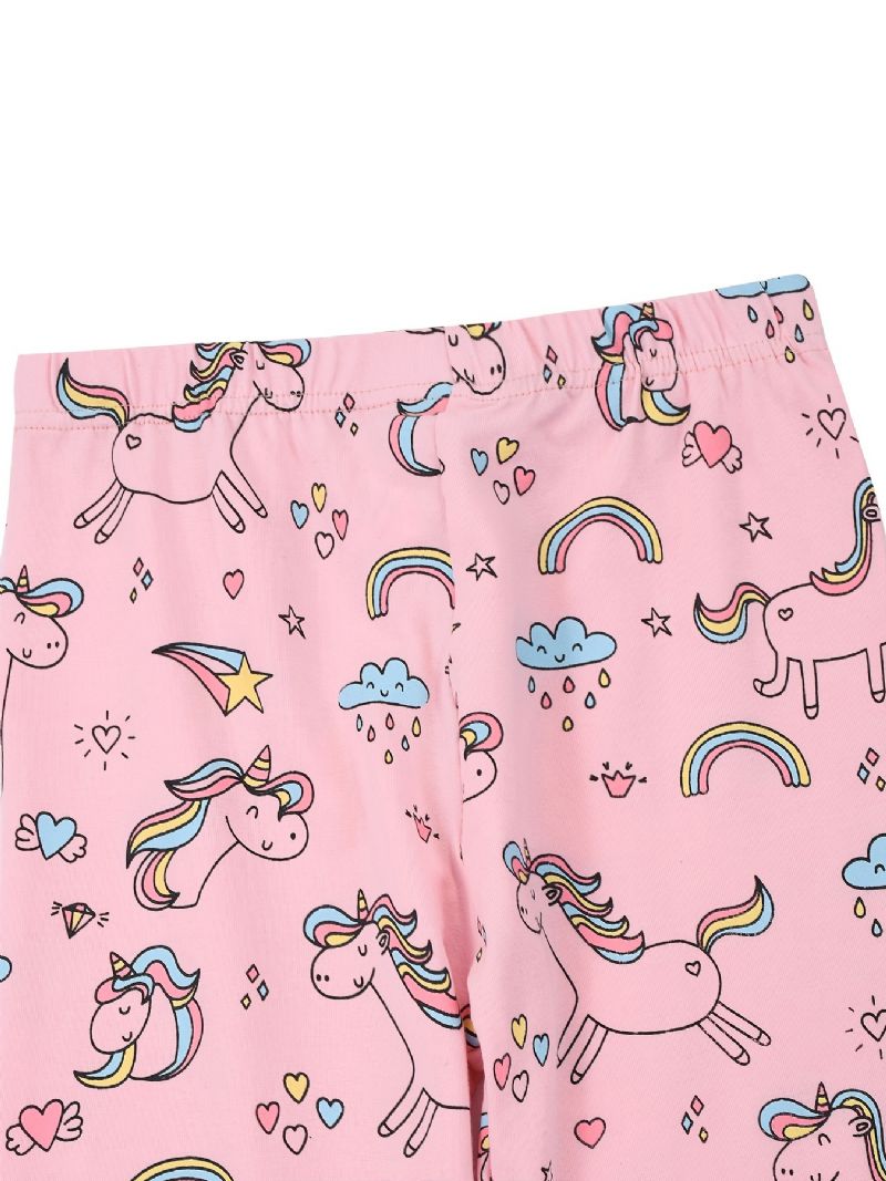 Piger Stretch Bløde Leggings Søde Unicorn Full Print Bukser Børnetøj