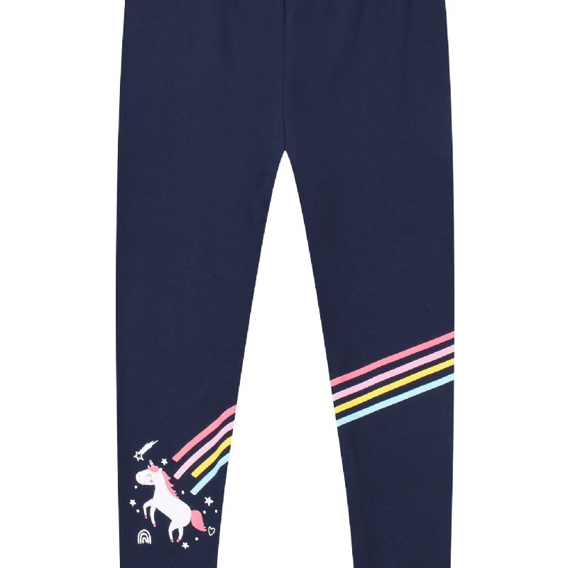 Piger Stretch Leggings Med Unicorn Rainbow Pattern Bukser Børnetøj