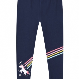 Piger Stretch Leggings Med Unicorn Rainbow Pattern Bukser Børnetøj