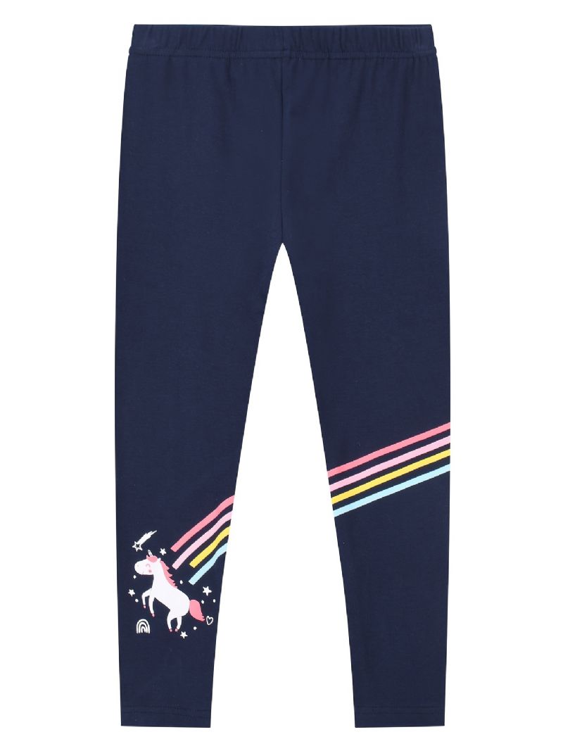 Piger Stretch Leggings Med Unicorn Rainbow Pattern Bukser Børnetøj