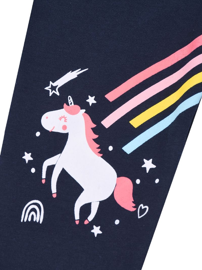 Piger Stretch Leggings Med Unicorn Rainbow Pattern Bukser Børnetøj