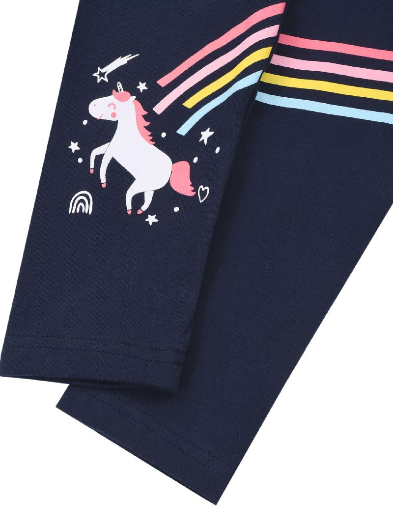 Piger Stretch Leggings Med Unicorn Rainbow Pattern Bukser Børnetøj