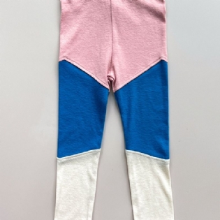 Piger Tre-farve Stitching Leggings Kontrastfarve Bukser