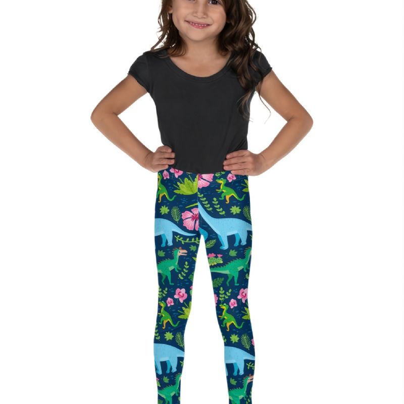 Piger Tropical Dinosaurs Print Søde Super Bløde Leggings