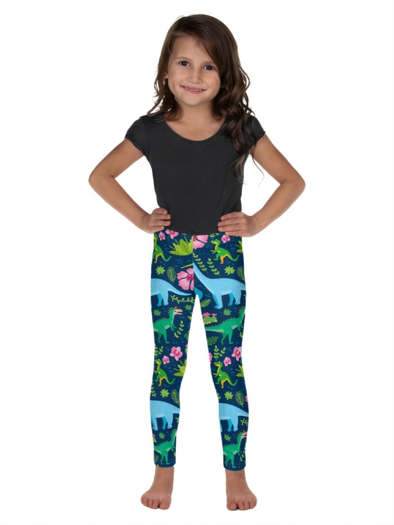 Piger Tropical Dinosaurs Print Søde Super Bløde Leggings