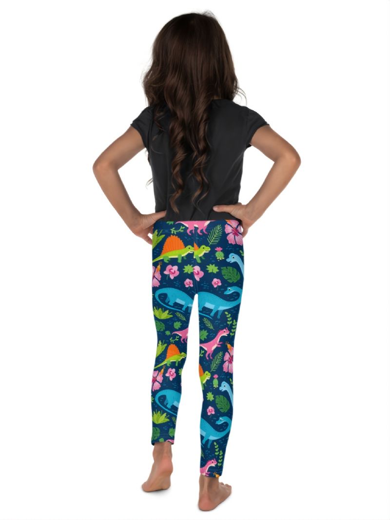 Piger Tropical Dinosaurs Print Søde Super Bløde Leggings