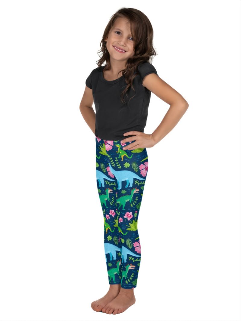 Piger Tropical Dinosaurs Print Søde Super Bløde Leggings