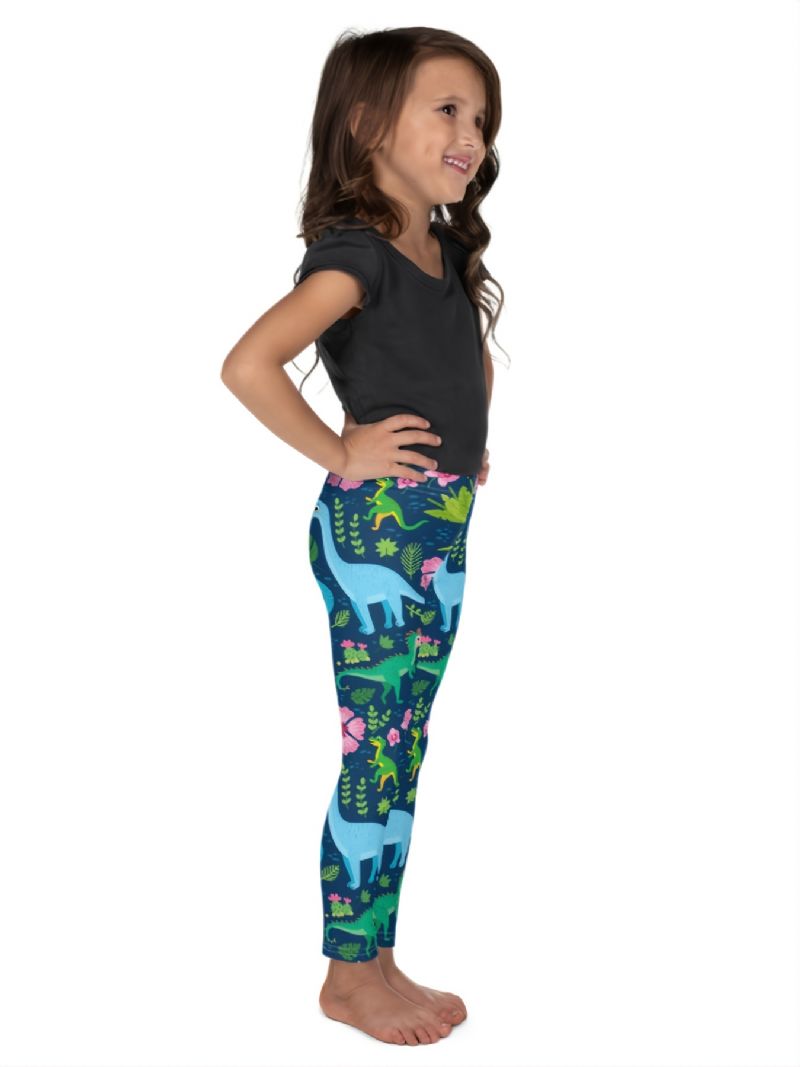 Piger Tropical Dinosaurs Print Søde Super Bløde Leggings