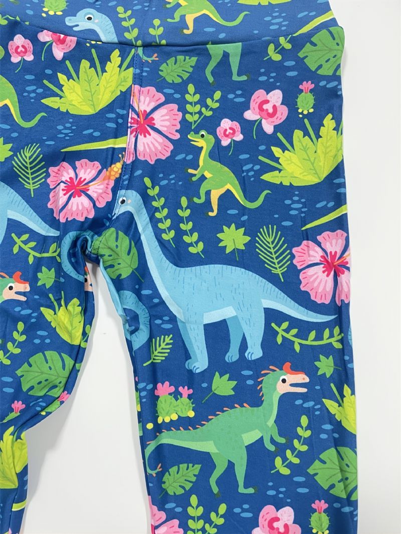 Piger Tropical Dinosaurs Print Søde Super Bløde Leggings