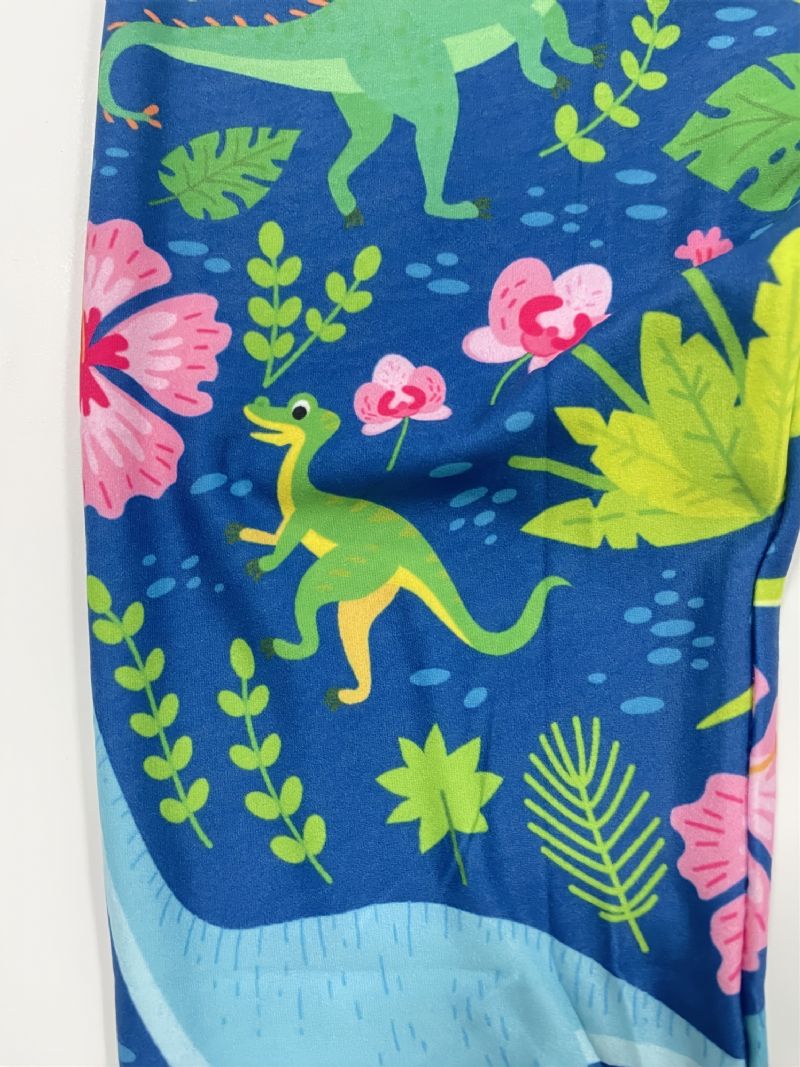 Piger Tropical Dinosaurs Print Søde Super Bløde Leggings