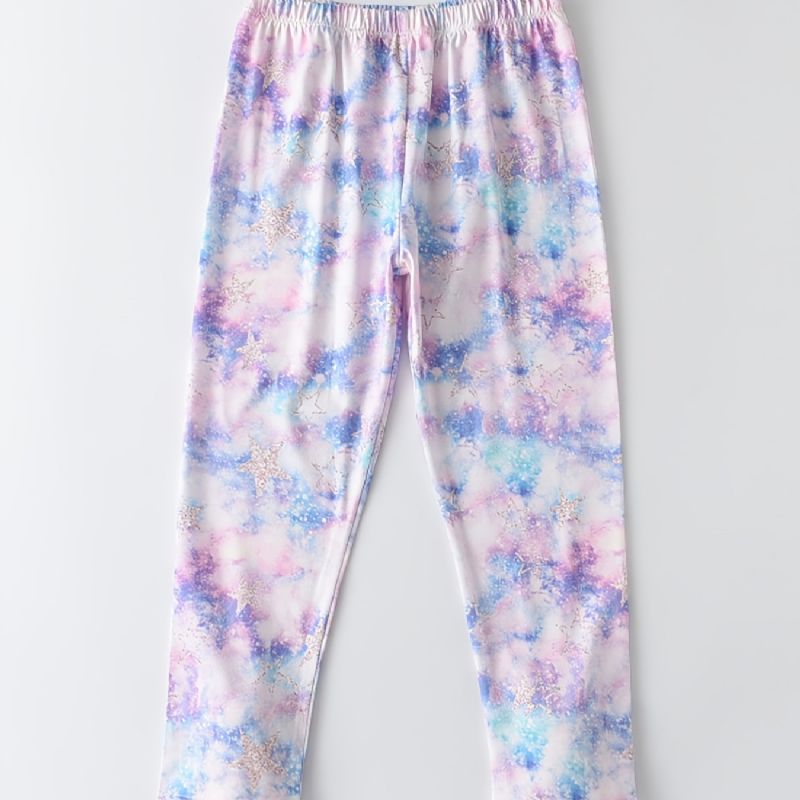 Tie Dye Leggings Med Stjerneprint