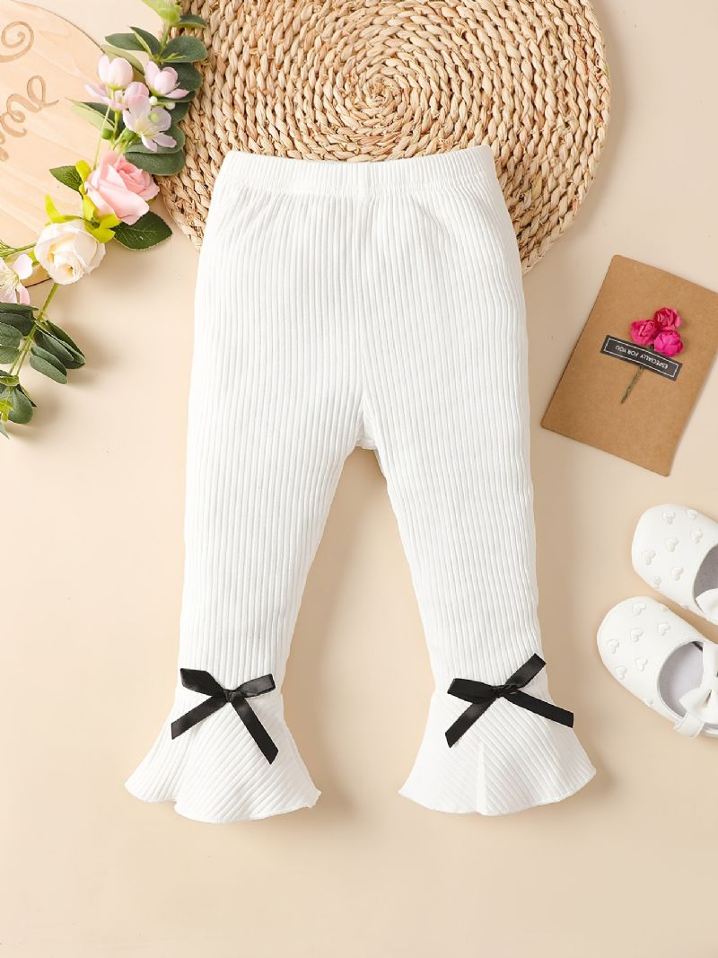 Toddler Baby Piger Stretch Soft Bow Leggings Flare Leg Bukser Børnetøj