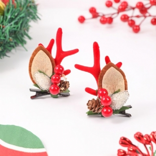 1 Par Børn Christmas Series Cute Pine Kogler Side Deer Point Hair Clip