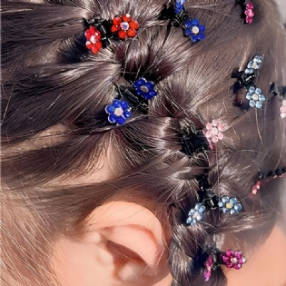 24 Stk Piger Rhinestone Flower Hår Klo Clips