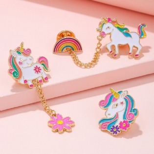 3 Stk Piger Unicorn Rainbow Design Broche Pins Til Rygsæk Jeans Skjorter