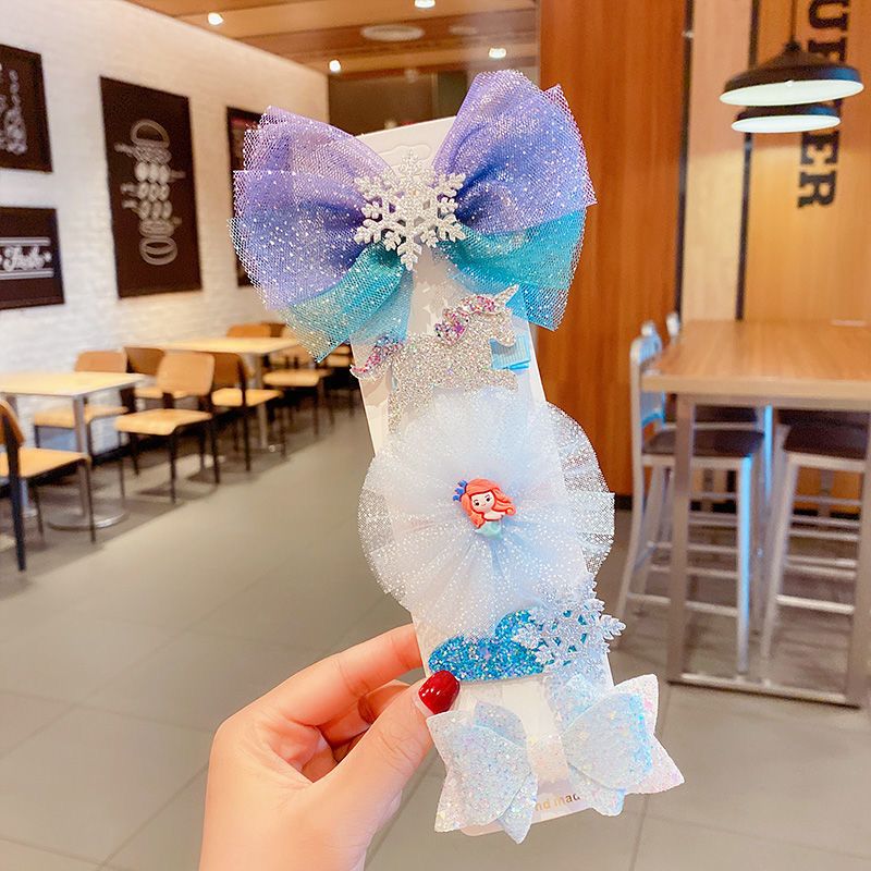 Babypiger Sød Mesh Sløjfe Unicorn Princess Hårspænder Glitter Hårtilbehør Til Fest