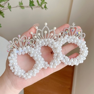 Elastiske Hår Scrunchies Perlehårbånd Prinsesse Crystal Crown Hårreb Hårtilbehør Til Kvinder Og Piger Til Børn Performance Showing