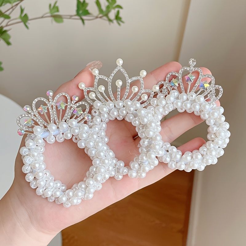 Elastiske Hår Scrunchies Perlehårbånd Prinsesse Crystal Crown Hårreb Hårtilbehør Til Kvinder Og Piger Til Børn Performance Showing