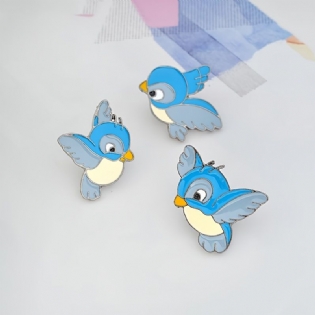 Emalje Blue Bird Pin Cartoon Broche Denim Jakke Knap Shirt Badge