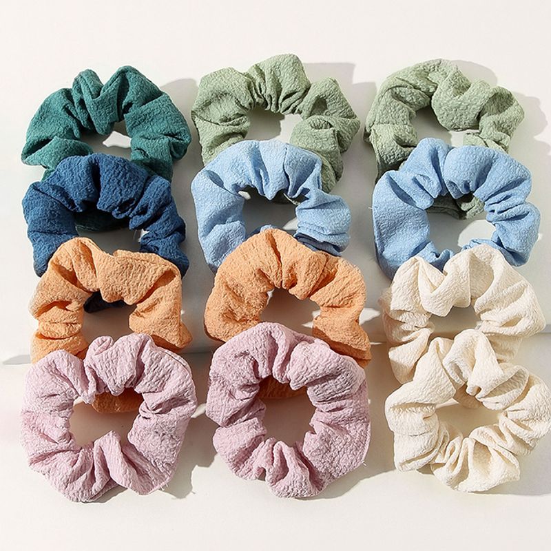 Hår Scrunchies Ensfarvet Elastisk Hårbånd 12 Stk Til Hårtilbehør Til Kvinder Eller Piger