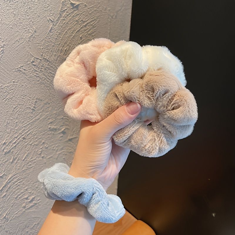 Imiteret Pels Scrunchies Lodne Hår Gummibånd Til Kvinder Piger Pom Hår Elastikker Kanin Hår Bånd Til Tykt Tyndt Hår Tilbehør 9 Stk.