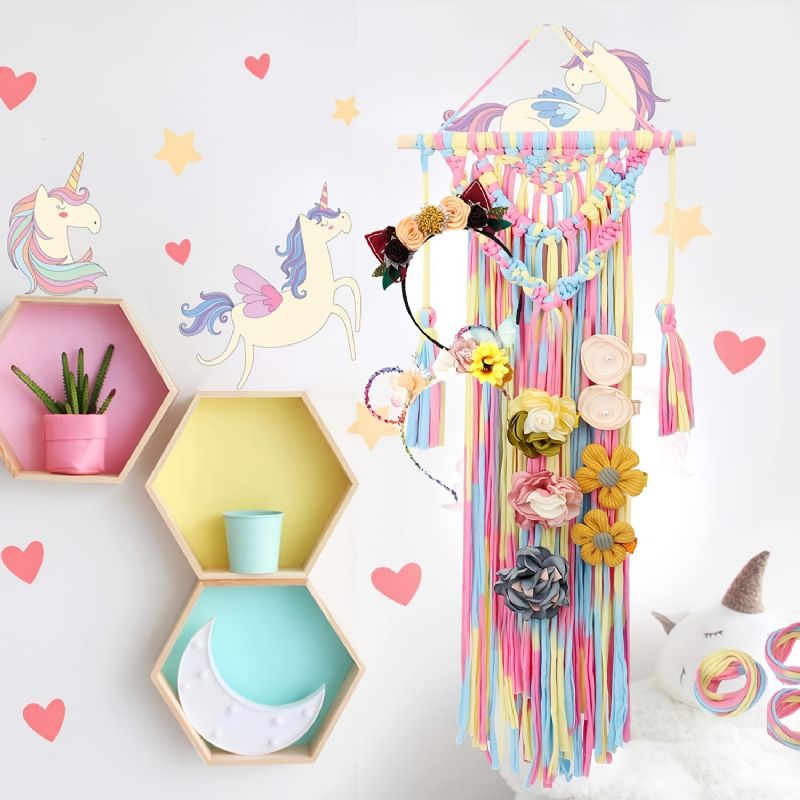 Macrame Hårsløjfe Holder Organizer Hårspænder Pandebånd Opbevaringsholder Til Babypigeværelse