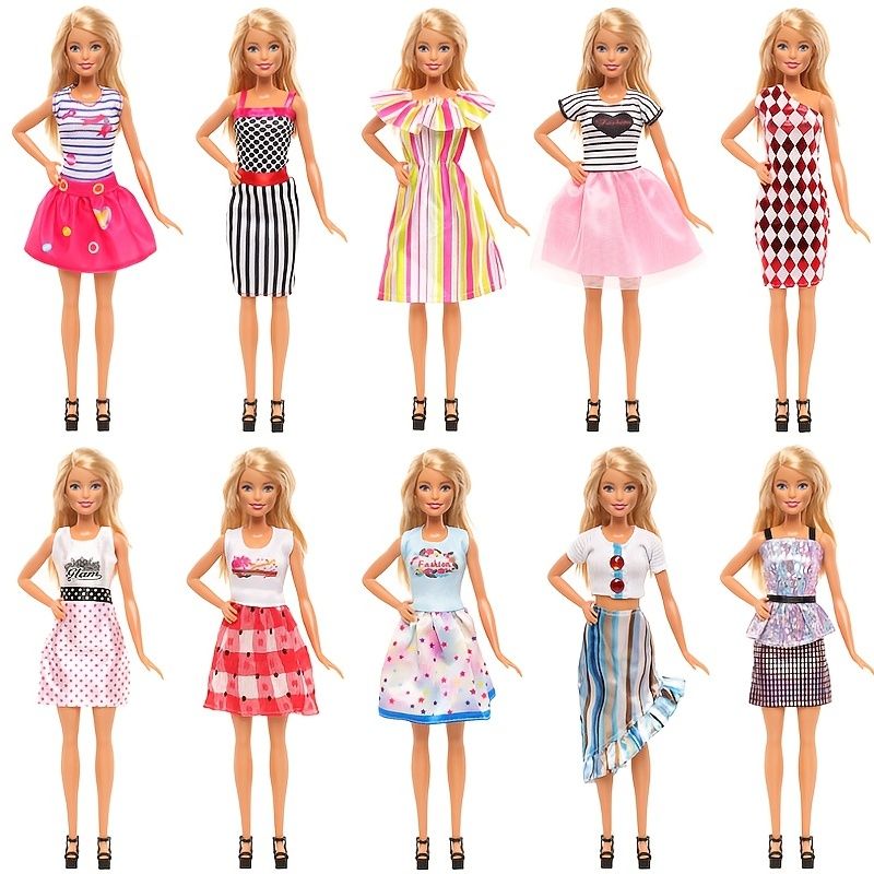 Mode Dress Up Sæt Casual Bluse Festkjole Delfin Tilbehør Moderne Tøj Diy Dollhouse Toy