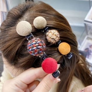 Retro Hairball-hårspænder Mode-hårbold-flettet Hårspænder Plaid-hårspænder Plastfrisure Hårnåle Hårværktøj Hårtilbehør Til Kvinder Piger
