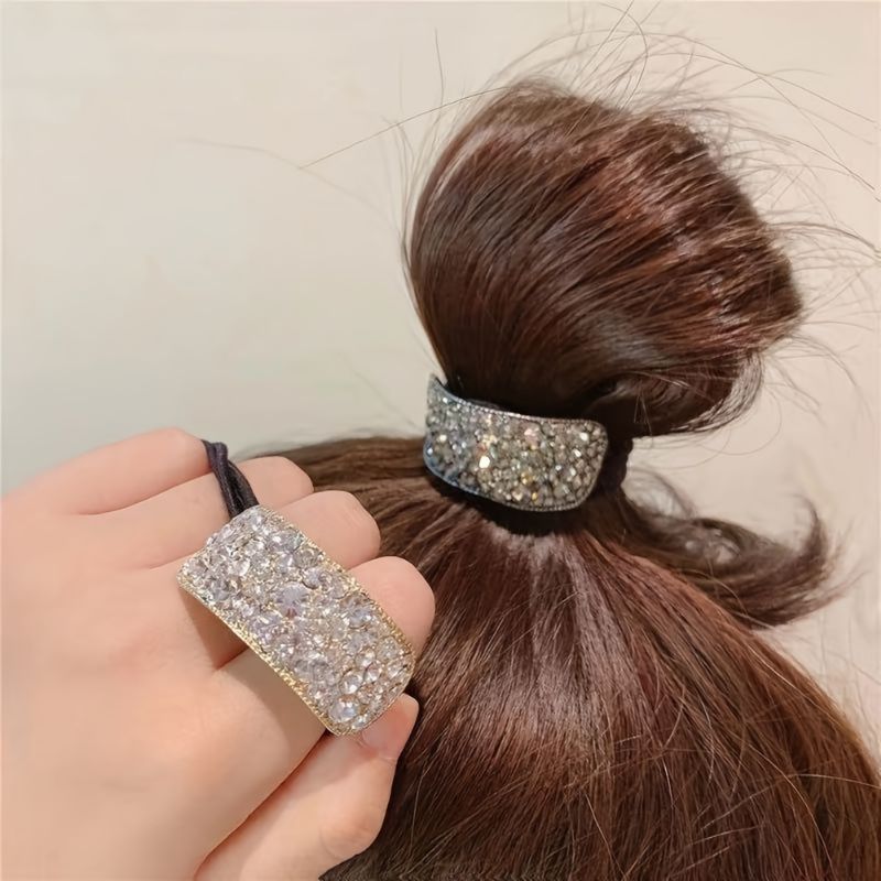 Rhinestone-hårbånd Krystalhårbånd Hestehaleholder Modeelastiske Scrunchies Hårbånd Hårreb Hårtilbehør Til Kvinder Piger
