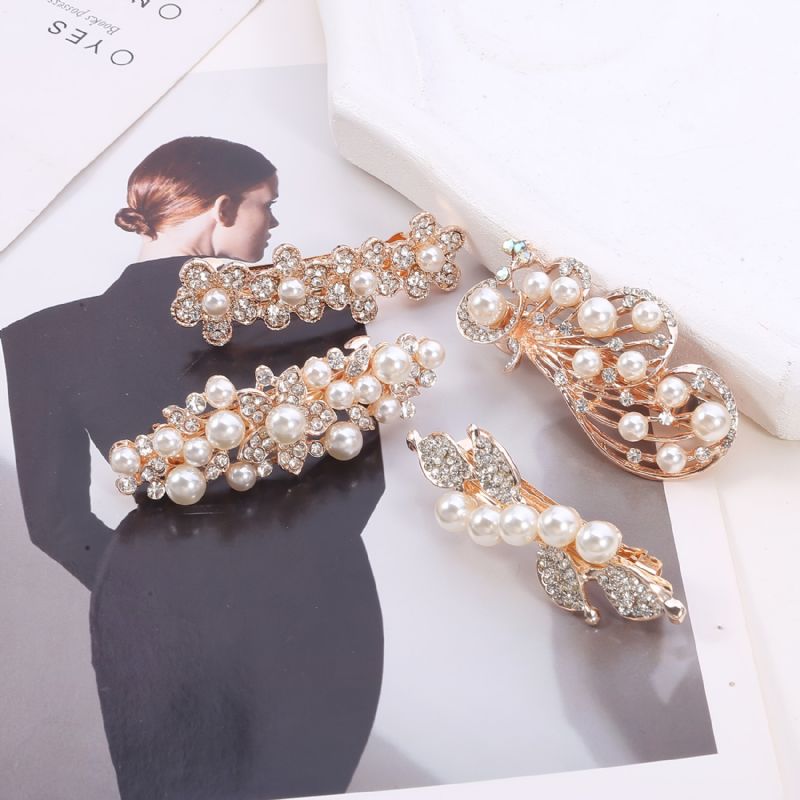 Rhinestone Hårspænder Perle Hårstyling Tilbehør Til Kvinder Piger
