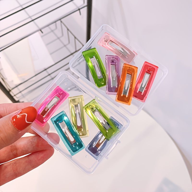 Snap Hårspænder Til Piger Kvinder Metal No Slip Candy Color Mat Hårnåle Modetilbehør 10 Stk.