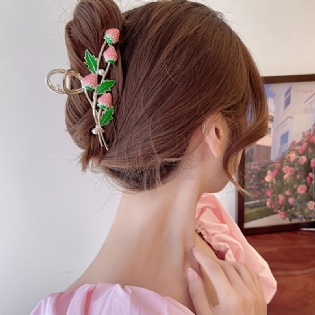 Strawberry Hair Claw Clips Søde Metal Hårclips Stærk Skridsikre Hår Kæbeclips Pink Acetat Hårkløer Tilbehør Til Kvinder Piger Hårstyling Mode Hårforsyninger