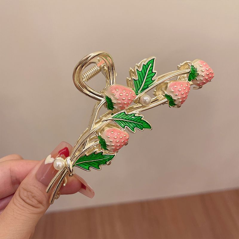 Strawberry Hair Claw Clips Søde Metal Hårclips Stærk Skridsikre Hår Kæbeclips Pink Acetat Hårkløer Tilbehør Til Kvinder Piger Hårstyling Mode Hårforsyninger