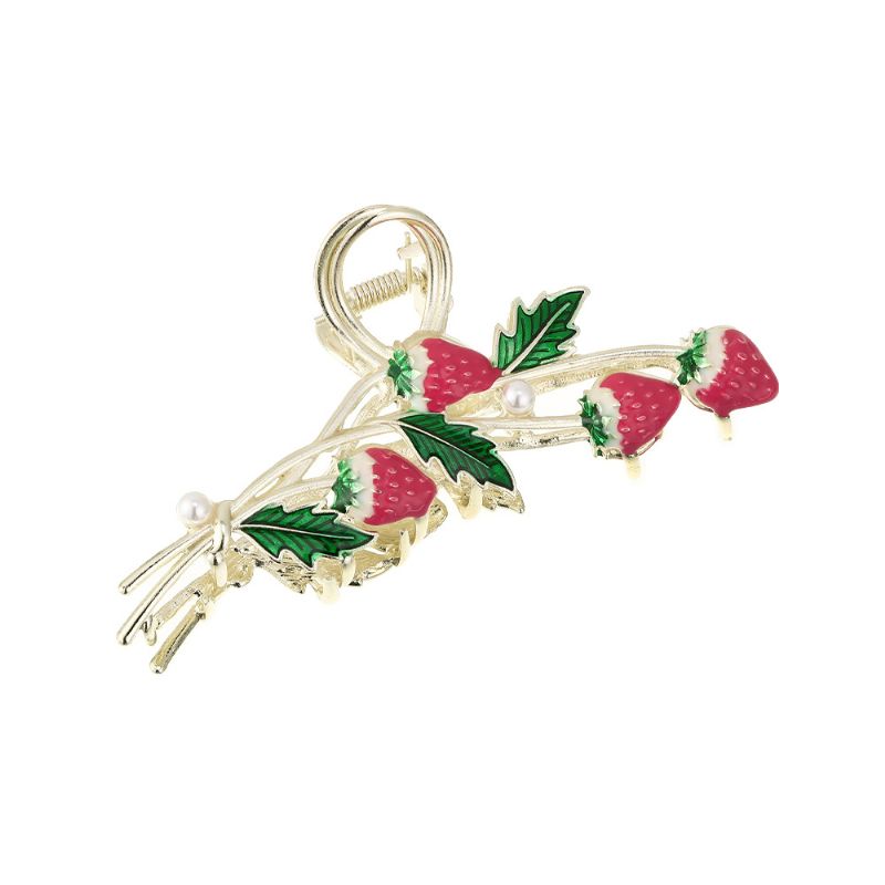 Strawberry Hair Claw Clips Søde Metal Hårclips Stærk Skridsikre Hår Kæbeclips Pink Acetat Hårkløer Tilbehør Til Kvinder Piger Hårstyling Mode Hårforsyninger