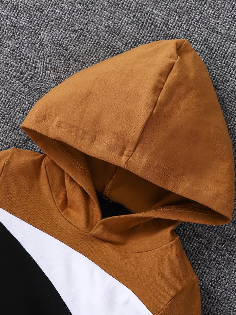 2 Stk Drenge Casual Outfits Color Block Hættetrøje Bomuld Lange Bukser