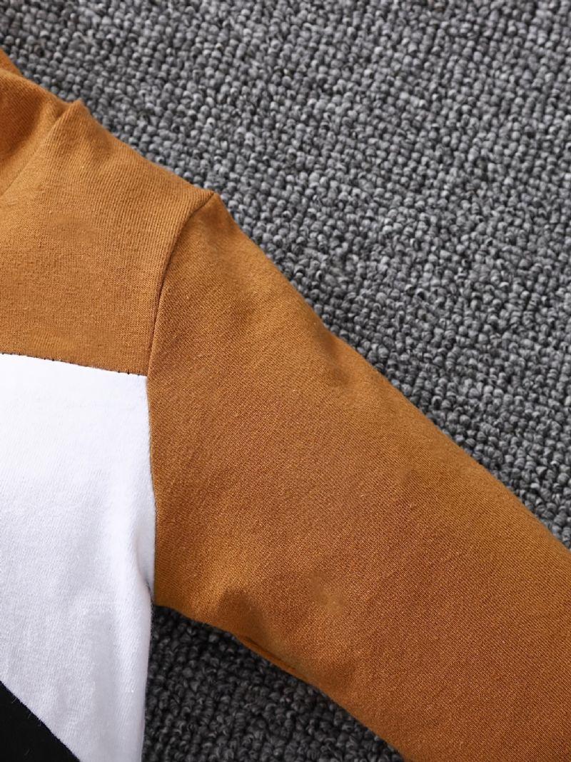 2 Stk Drenge Casual Outfits Color Block Hættetrøje Bomuld Lange Bukser