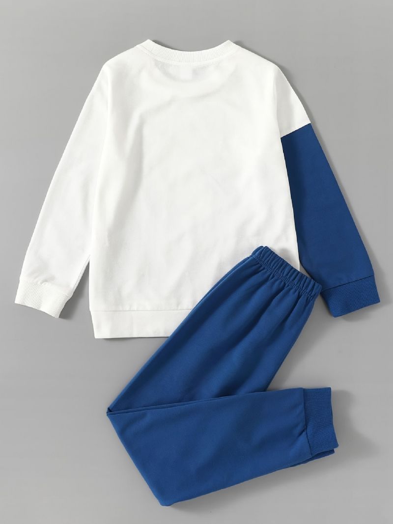2 Stk Drenge Casual Tiger Print Pullover Sweatshirt & Sweatpants Til Vinter