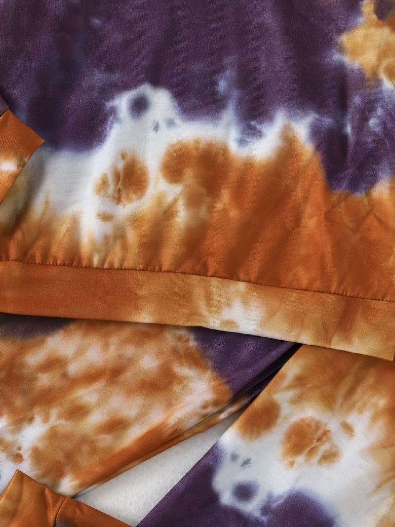 2 Stk Drenge Moderigtigt Langærmet Tie Dye Hættetrøje Top Elastiske Taljebukser Sæt Tøj