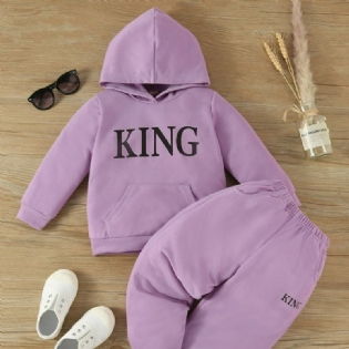 2 Stk. Toddler Drenge Letter Graphic Hoodie & Sweatpants