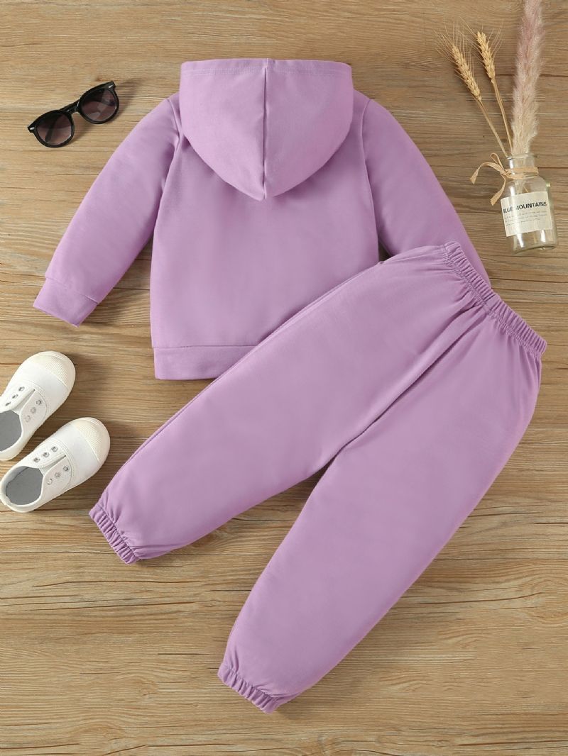 2 Stk. Toddler Drenge Letter Graphic Hoodie & Sweatpants