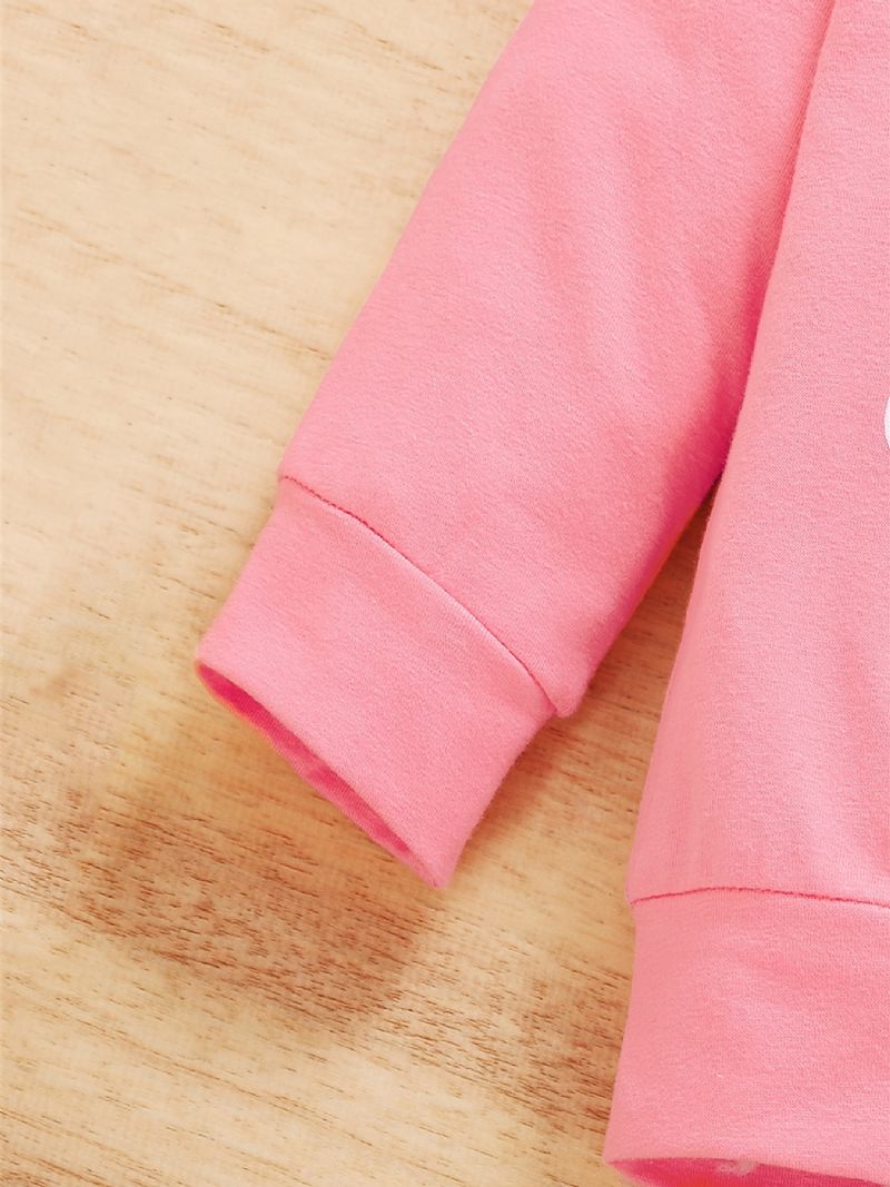 3 Stk Piger Pink Letter Print Langærmet Hættetrøje Top Sød Dinosaur Elastiske Taljebukser Med Pandebånd Sæt Tøj