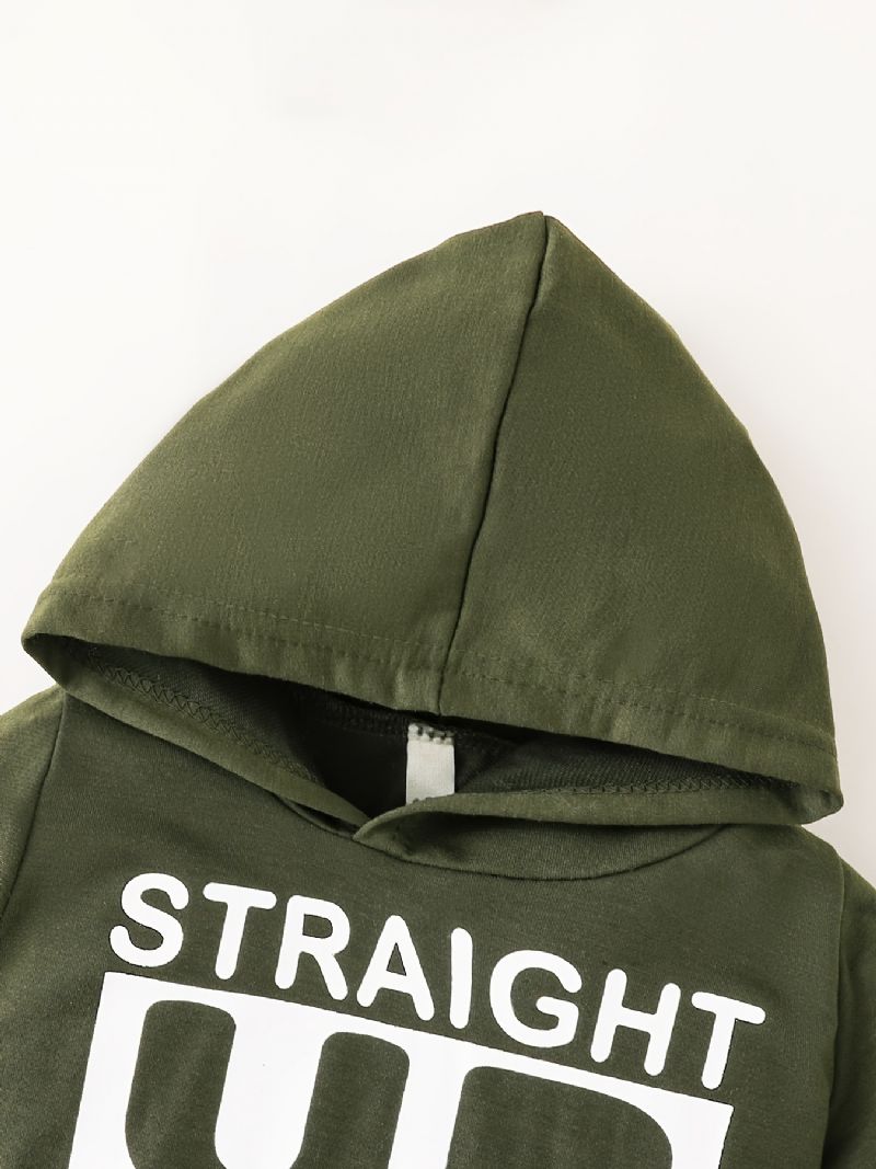 Afslappet Hættetrøje Til Drenge Med Slogan + Camo-bukser Til Efterår Og Vinter Nyt Børnetøj
