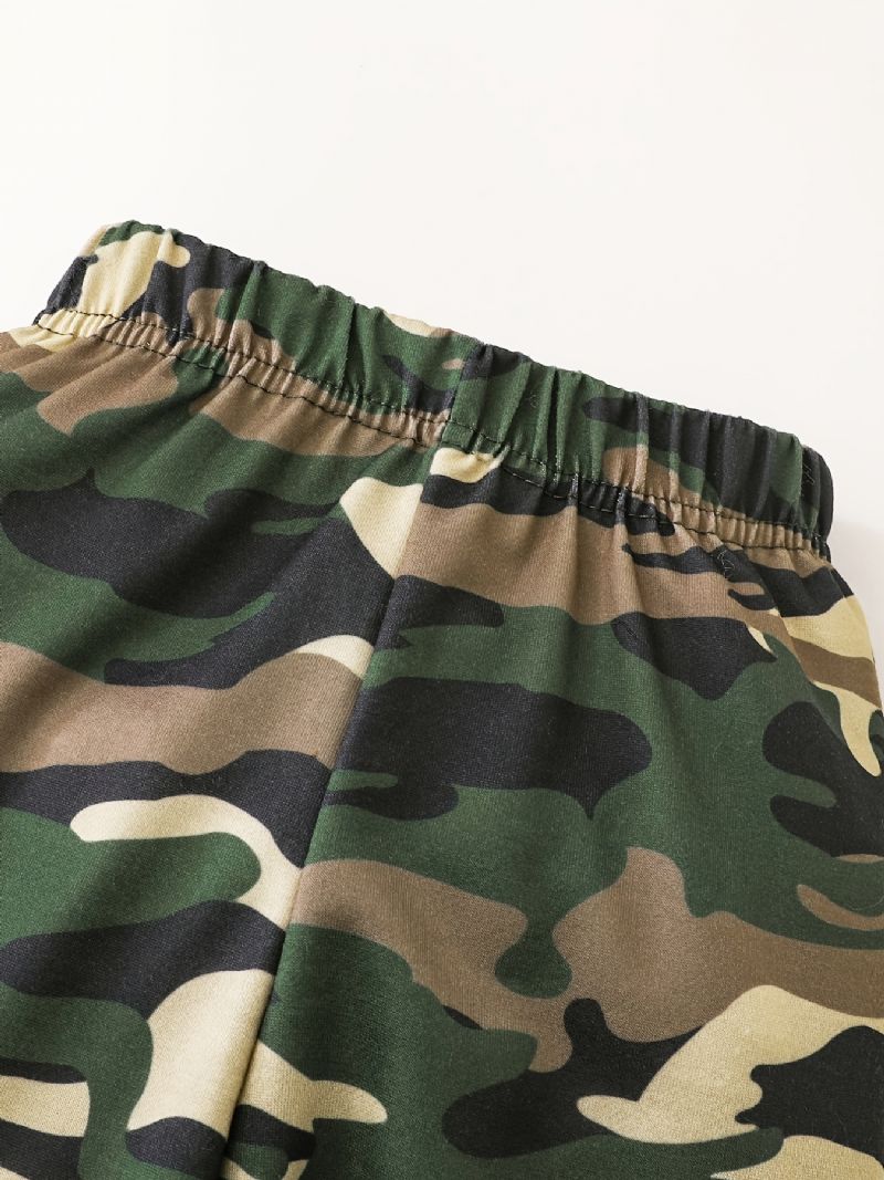 Afslappet Hættetrøje Til Drenge Med Slogan + Camo-bukser Til Efterår Og Vinter Nyt Børnetøj