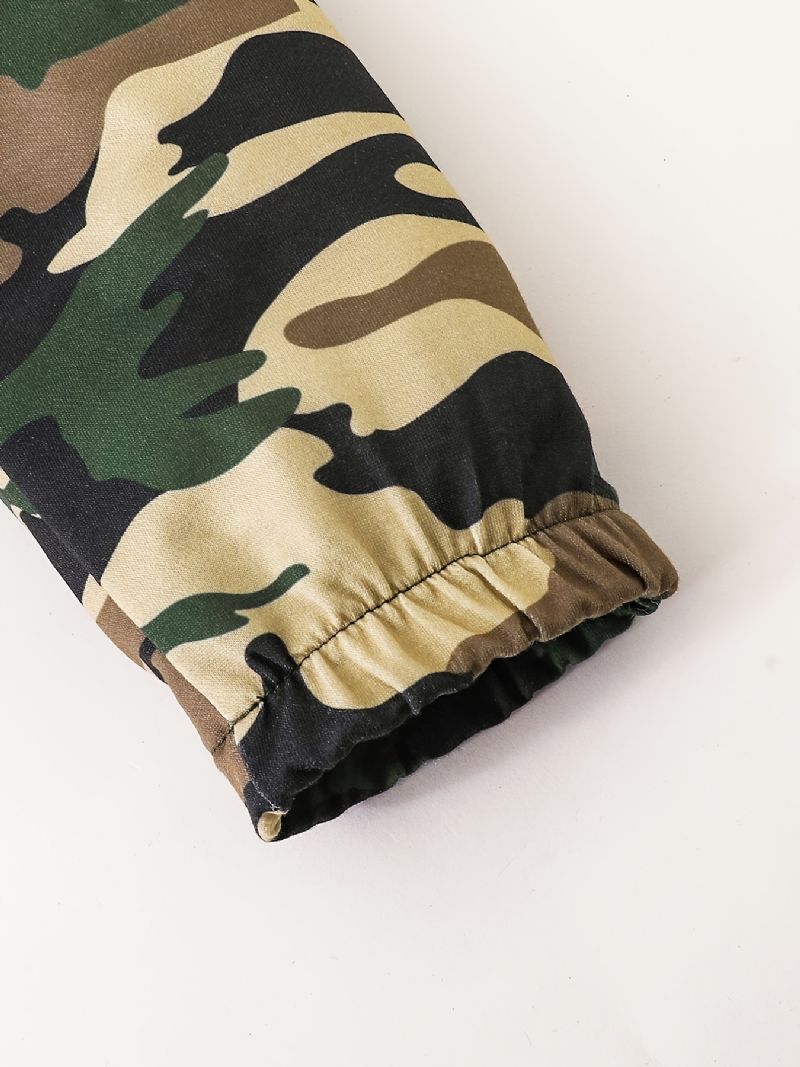 Afslappet Hættetrøje Til Drenge Med Slogan + Camo-bukser Til Efterår Og Vinter Nyt Børnetøj
