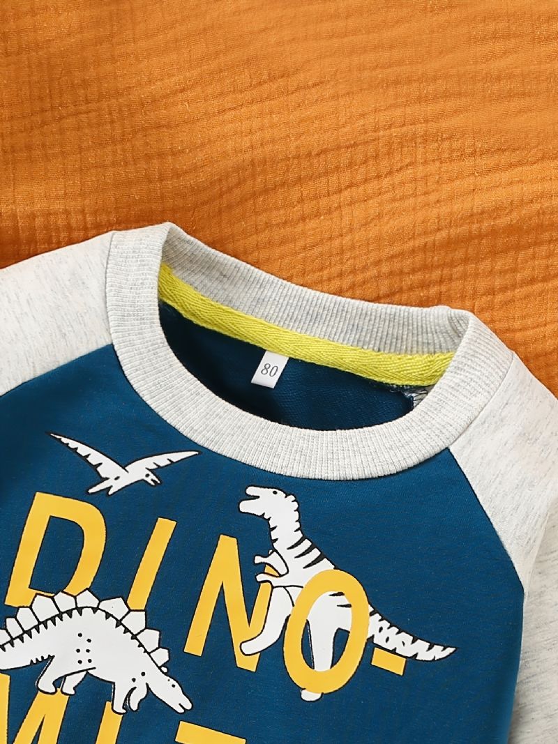 Baby Børn Drenge Dinosaur Print Rund Hals Sweatshirt Børnetøj