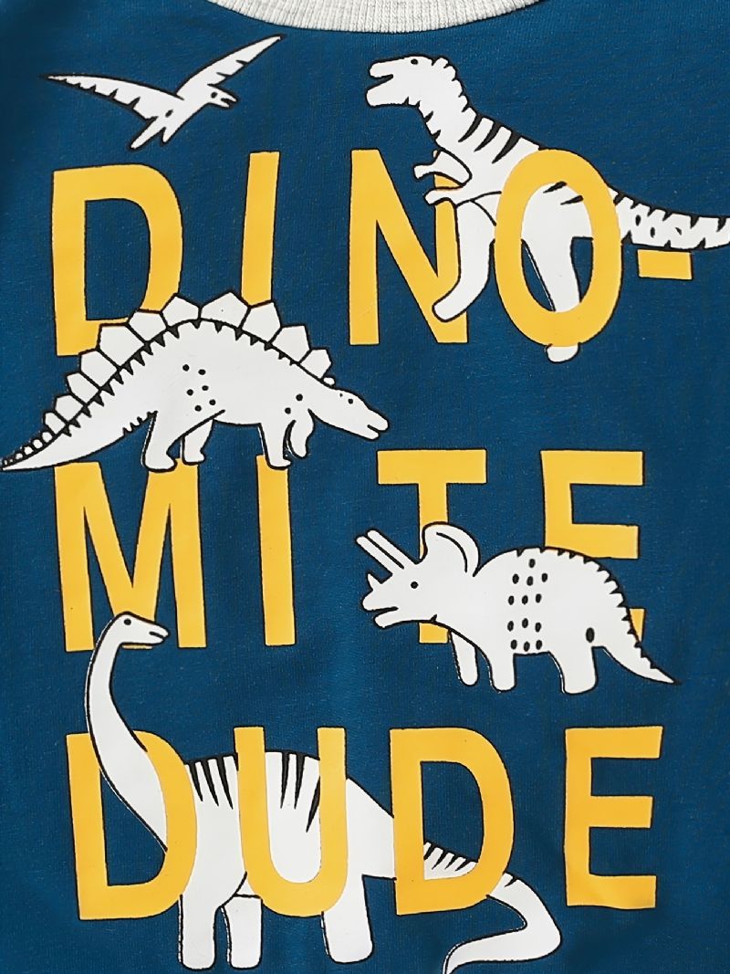 Baby Børn Drenge Dinosaur Print Rund Hals Sweatshirt Børnetøj