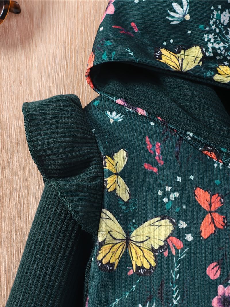 Baby Børn Piger Hættetrøje Blomster Sommerfuglemønster Børnetøj